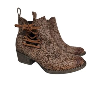 Circle G Tooled Leather Western Ankle Boots